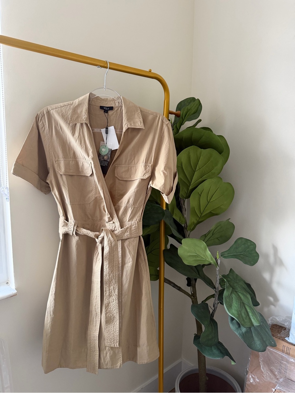 Rails Beige Utility Mini Dress with Tie Belt - Picture 4 of 9